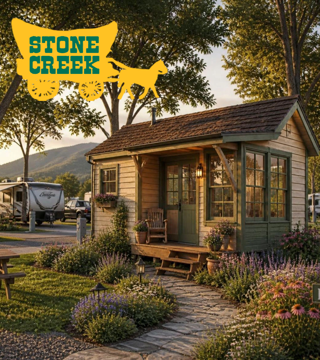 Tiny home site at Stone Creek RV Park in Schertz, Texas